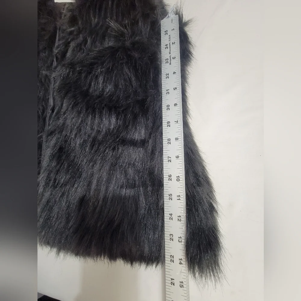 Say What? Womens Hook and Eye Closure Black Faux Fur Vest Women's Size XL New